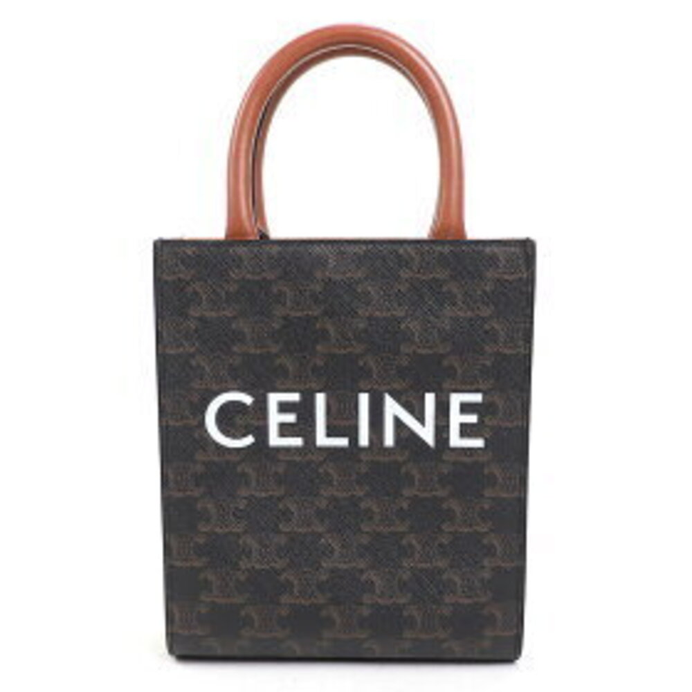 Celine Vertical Cabas Canvas Tan Triomphe Shoulder Top Handle Pochette - Picture 2 of 7